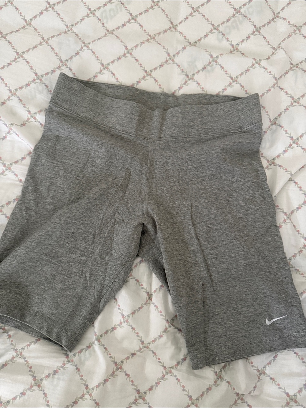 Nike Heather Gray Athletic Biker Shorts with Swoosh